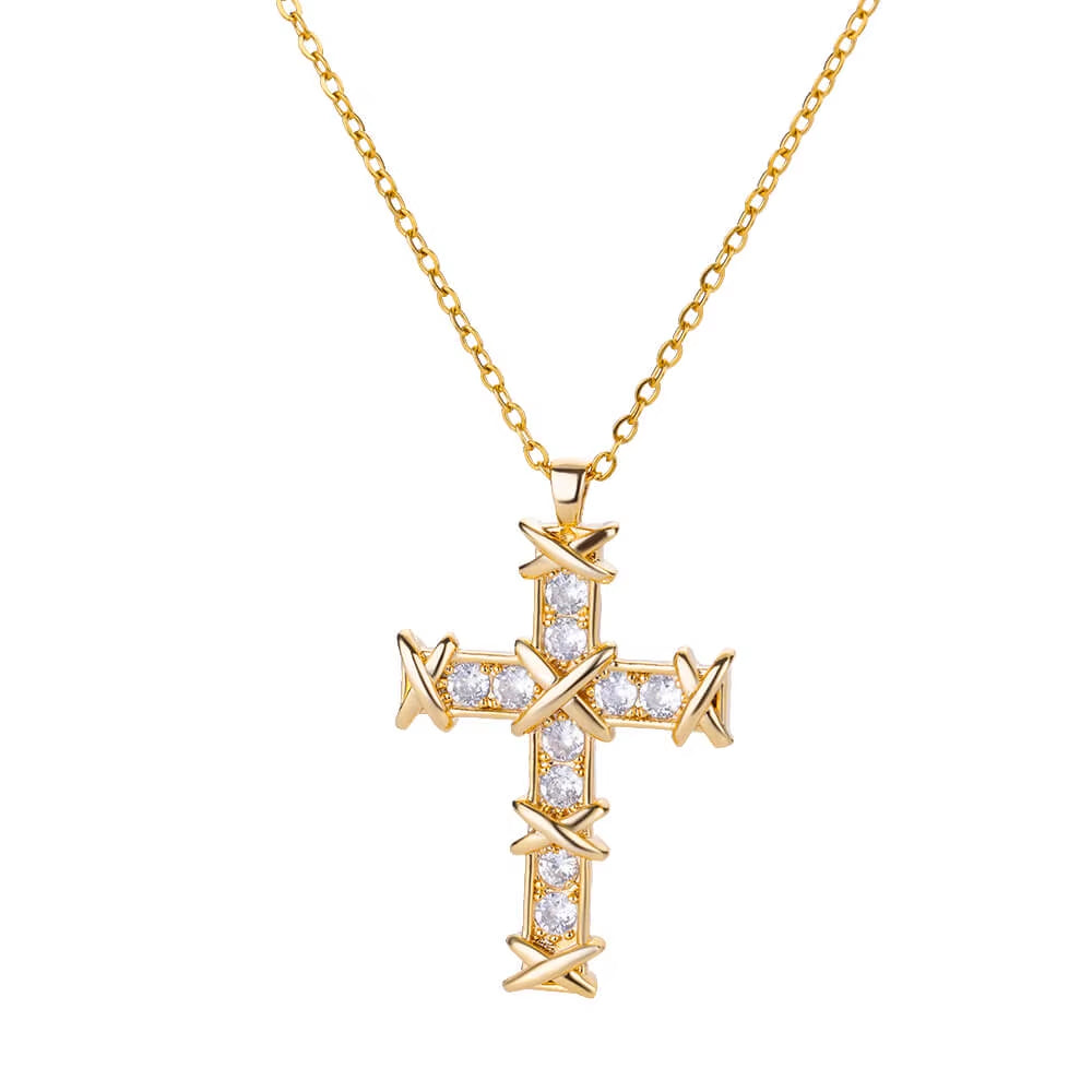 Vintage Cross Zircon Necklace – Faith Meets Timeless Elegance