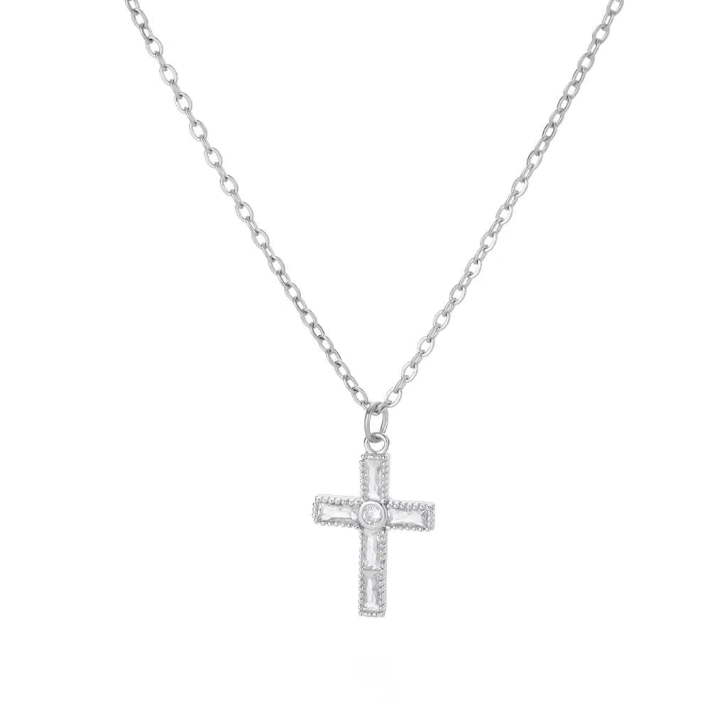 Vintage Cross Zircon Necklace – Faith Meets Timeless Elegance