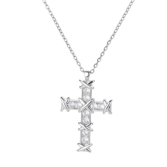 Vintage Cross Zircon Necklace – Faith Meets Timeless Elegance