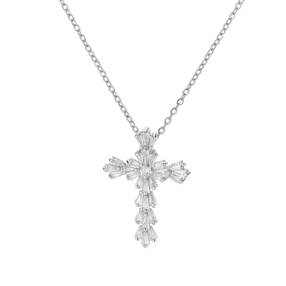 Vintage Cross Zircon Necklace – Faith Meets Timeless Elegance
